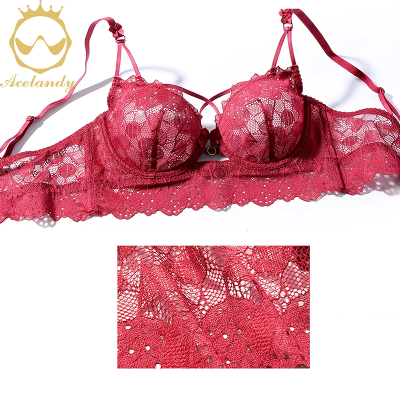 ACELANDY-French Lace Women Underwear Lingerie Push Up Brassiere Lace Underwear Set Sexy Bra Set High-Waist Panties For Undies