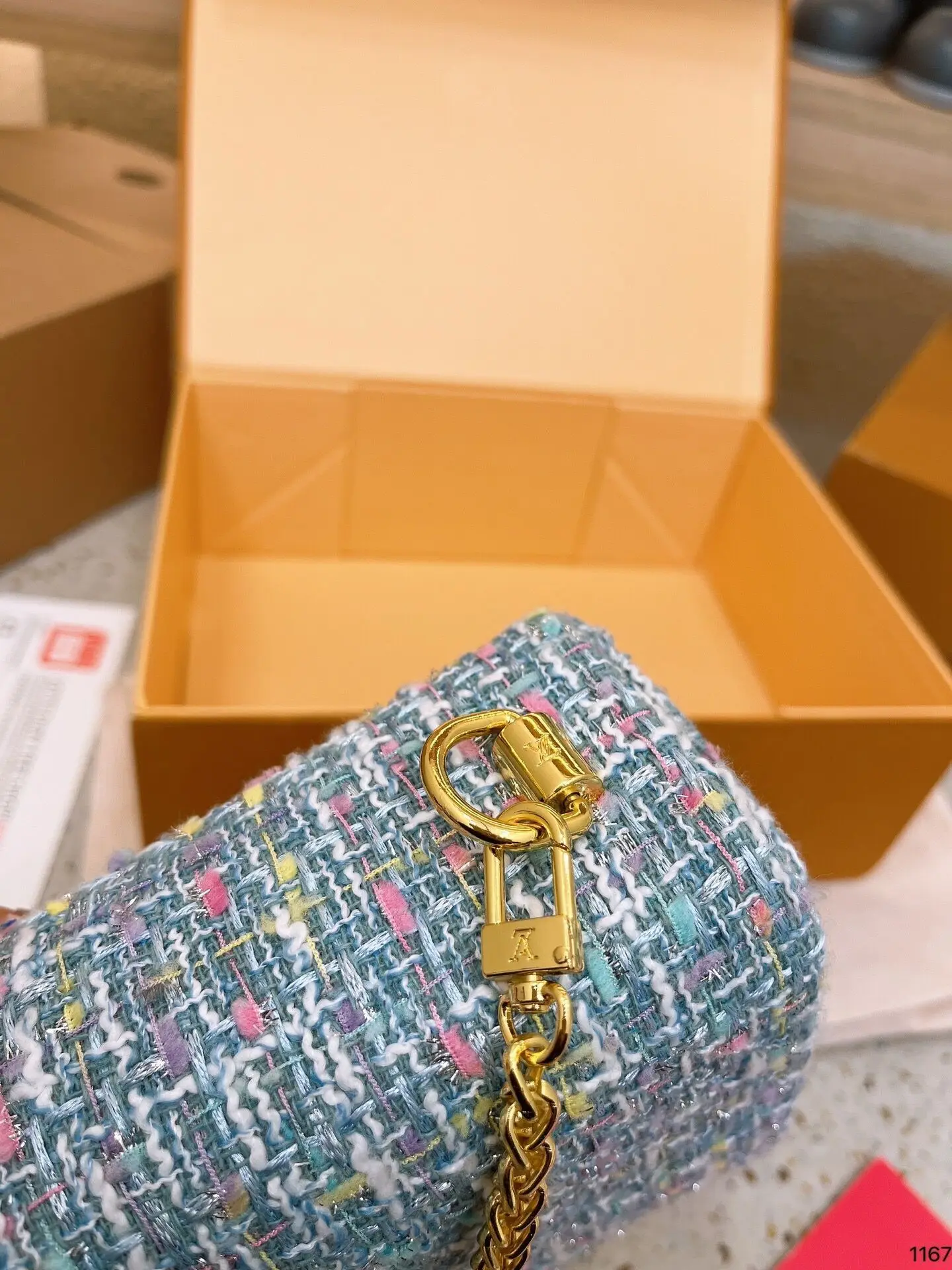 Синяя Твидовая Сумка С Цепочкой Через Плечо 23 Смx12 Смx16 См