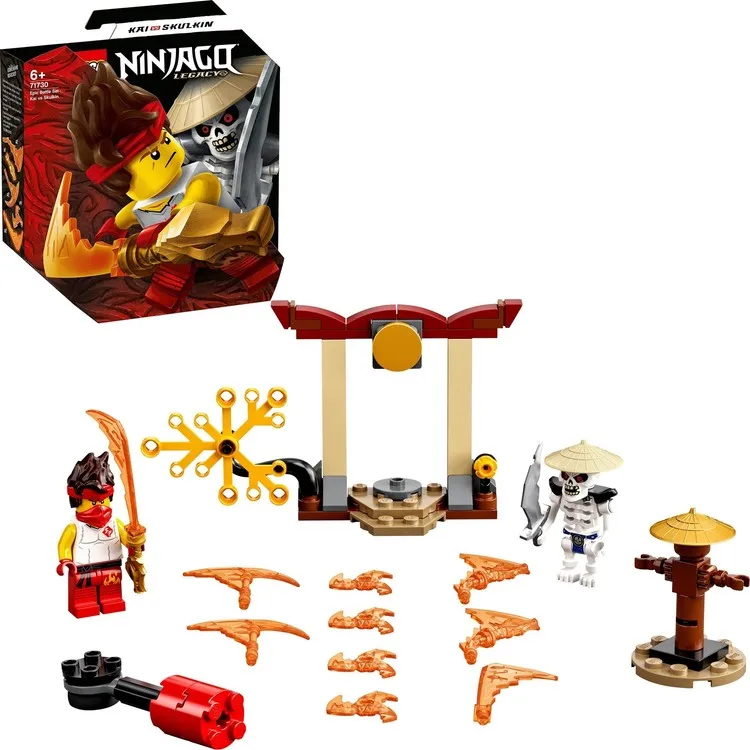LEGOЛегендарный боевой набор® NINJAGO® – Кай и Скулкин 71730 - Конструкторский набор с вращающейся боевой игрушкой (61 штука)