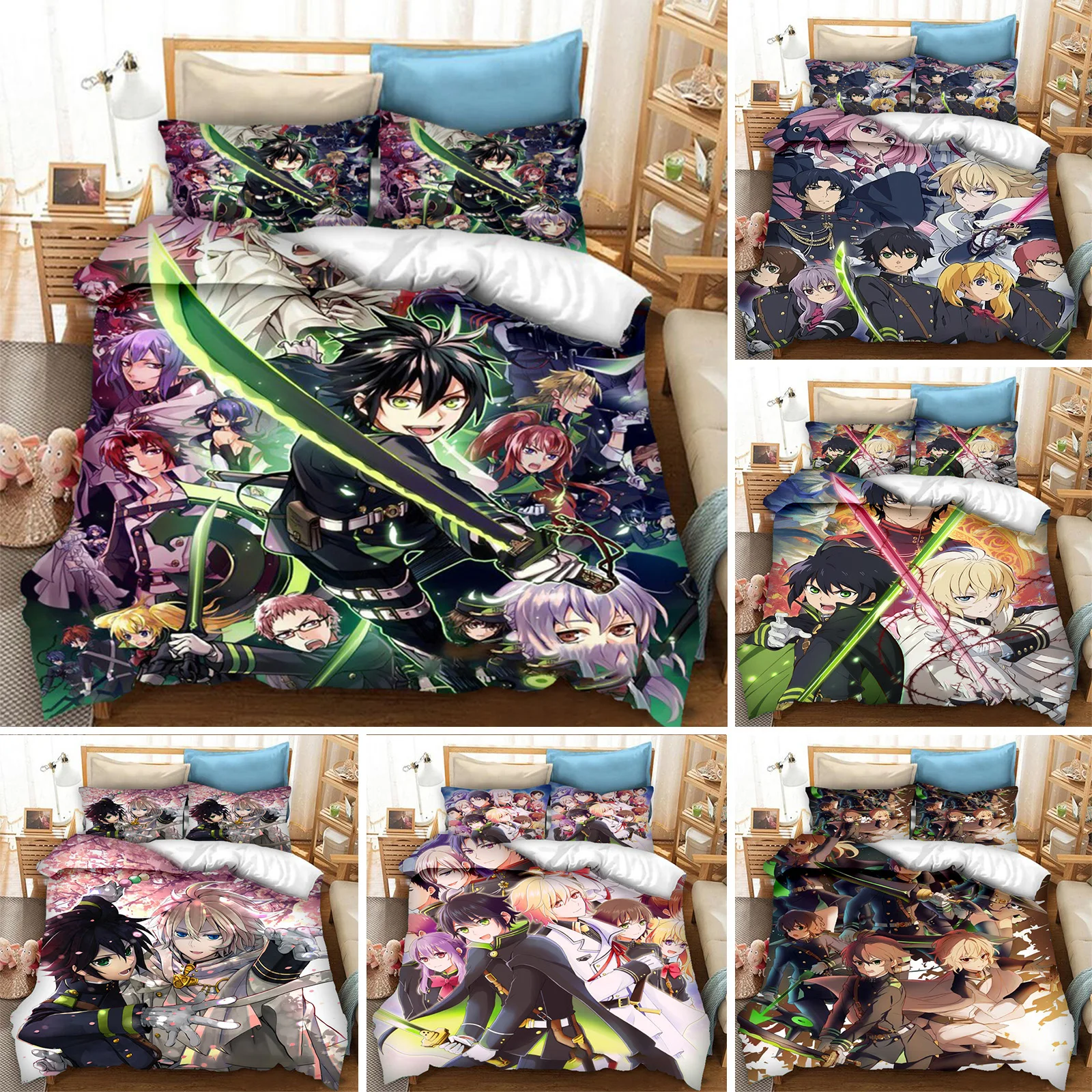 

Anime Seraph of the End Bedding Set For Boys Adults Kid Duvet Cover Bed Cover with Pillowcase Single Queen King Double 3pcs Suit