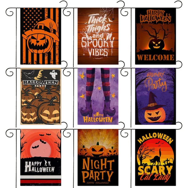 

Creative Halloween Theme Personalized Garden Flag Pumpkin Letters Garden Decoration Banner 30*45cm（11.81IN*17.71IN）