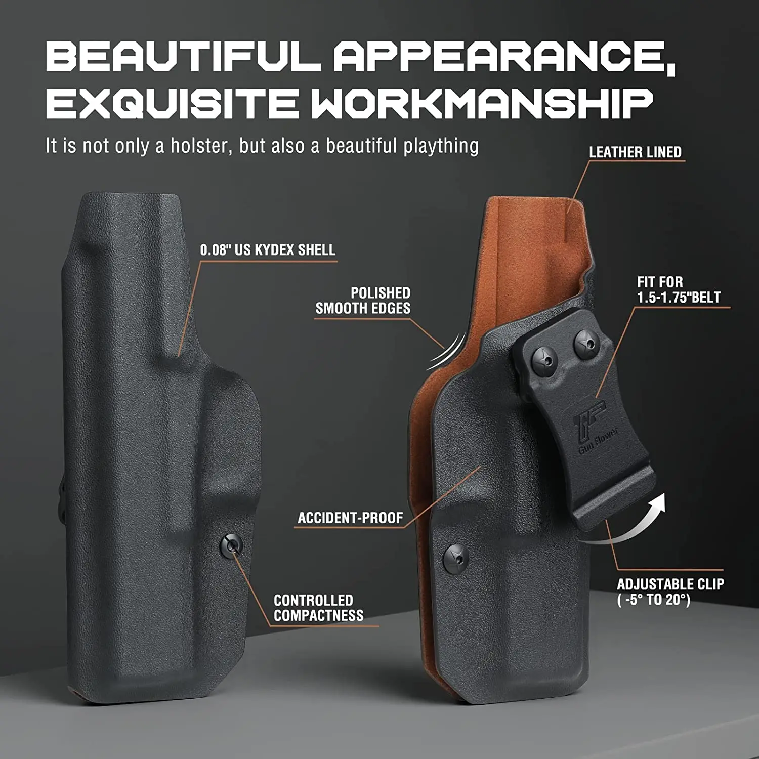 Фото Для Glock G19, G43/43X, G3C/G2C, SIG P365, G26, CZP07, G17, PPK, GX4, P320, P10C, Hellcat, кожаная внутренняя кобура, IWB, закрепленная, правая рука №5