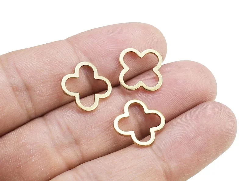 Латунный Шарм в виде цветов для изготовления ювелирных изделий, 30 шт, 14,7x1 мм