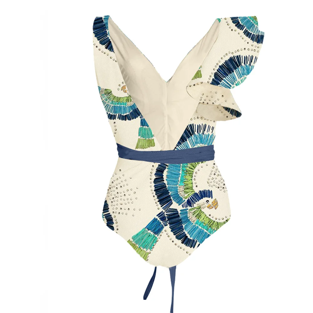 2023 Vintage Deep V Swimsuit Biquini Swimwear Women Designer Bathing Suit Summer Holiday Beach Wear Swimsuit Luxury Bourkini