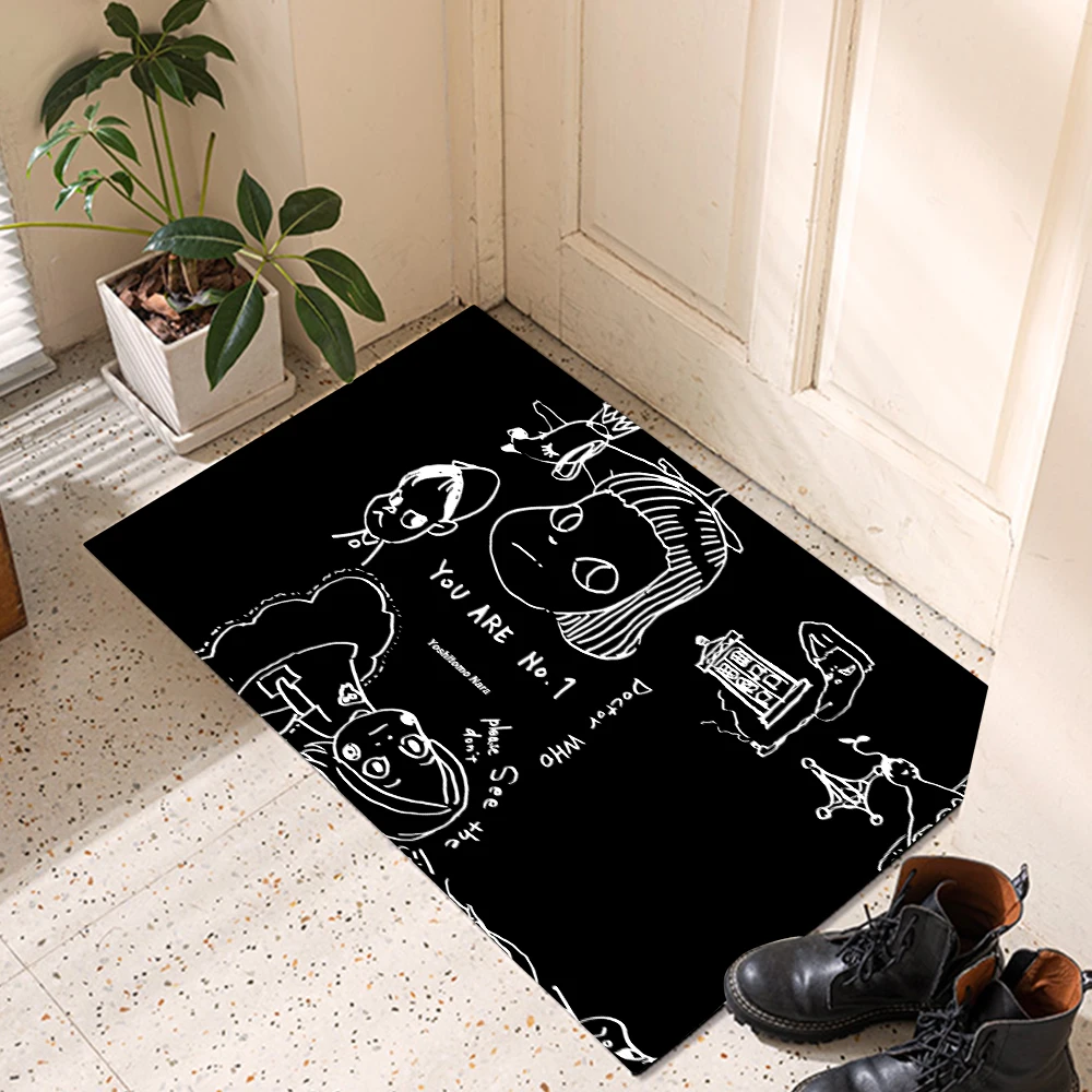 

Art cartoon Yoshitomo Nara Bathtub Floor Rug Shower Room Doormat Indoor Kitchen Hallway Pad Badroom Carpets