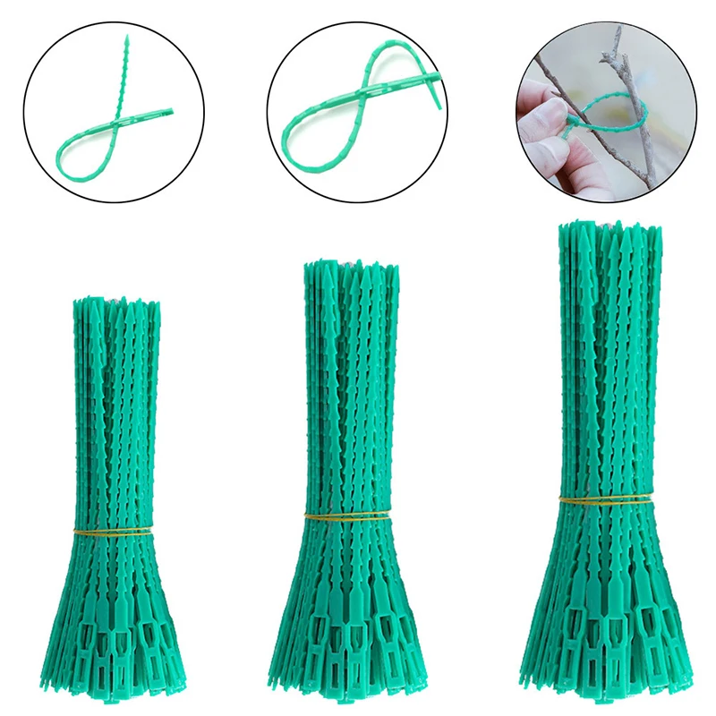 

100pcs 17cm Adjustable Plastic Plant Cable Ties Reusable Shrub Fastener for Garden Tree Climbing Support Vine Tomato Stem Clip