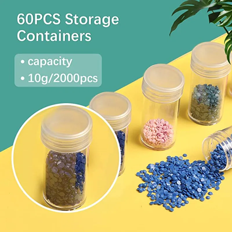 LVKAYCE 60 Slot Diamond Painting Storage Container with Storage Box for Diamond Art Craft Jewelry Beads Rhinestone Organizer