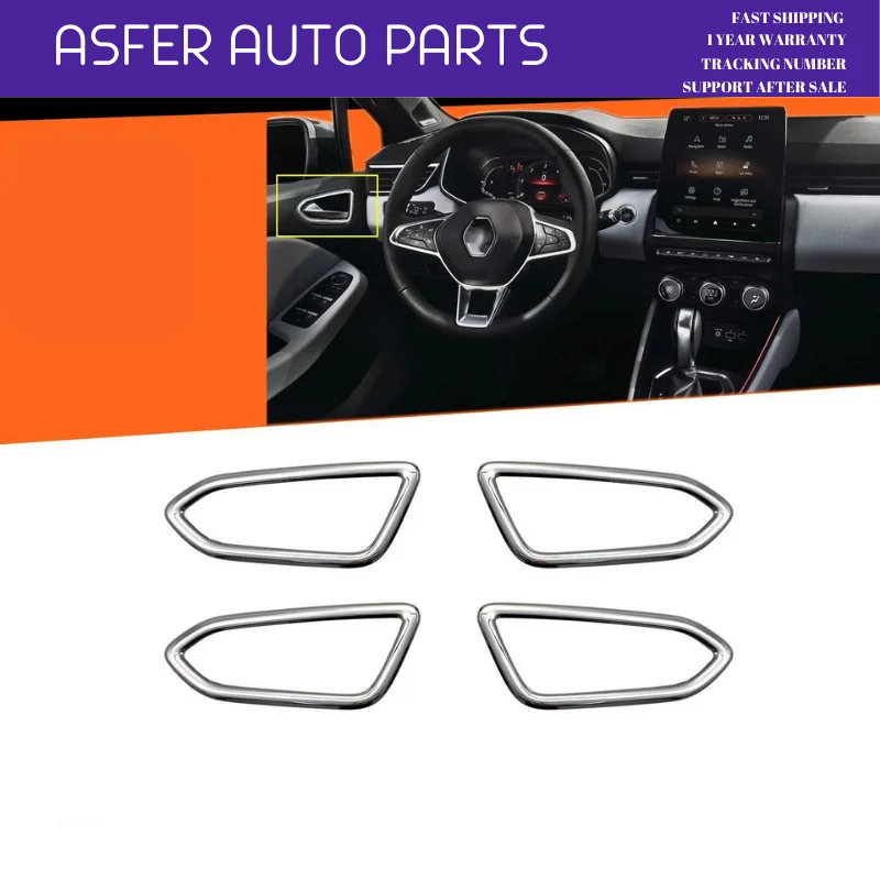 

Chrome Inner Door Handle Frame 4 Piece Set For Renault Clio Mk5 2019 After Stainless Steel High Quality Fast Shipping