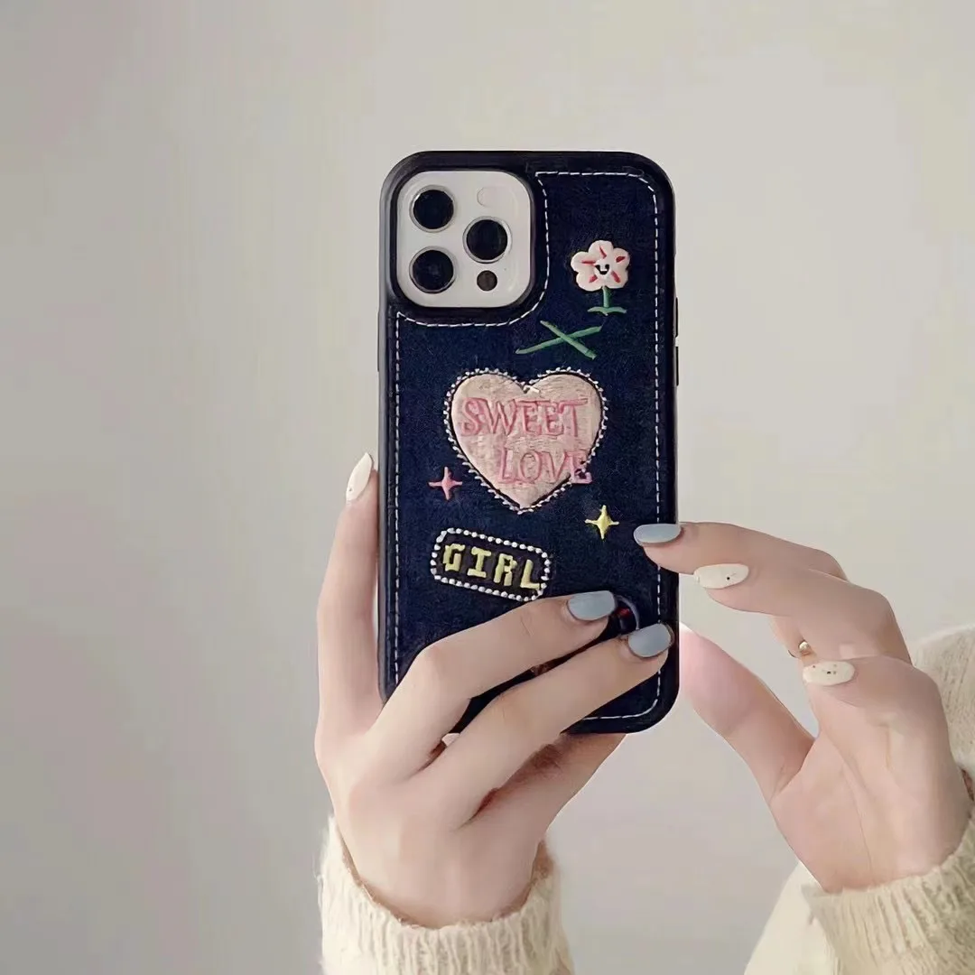 

Love Heart Cowboy Phone Case For Iphone 11 12 13 14 Pro Max 14Plus Shockproof Girly 2023 Cover