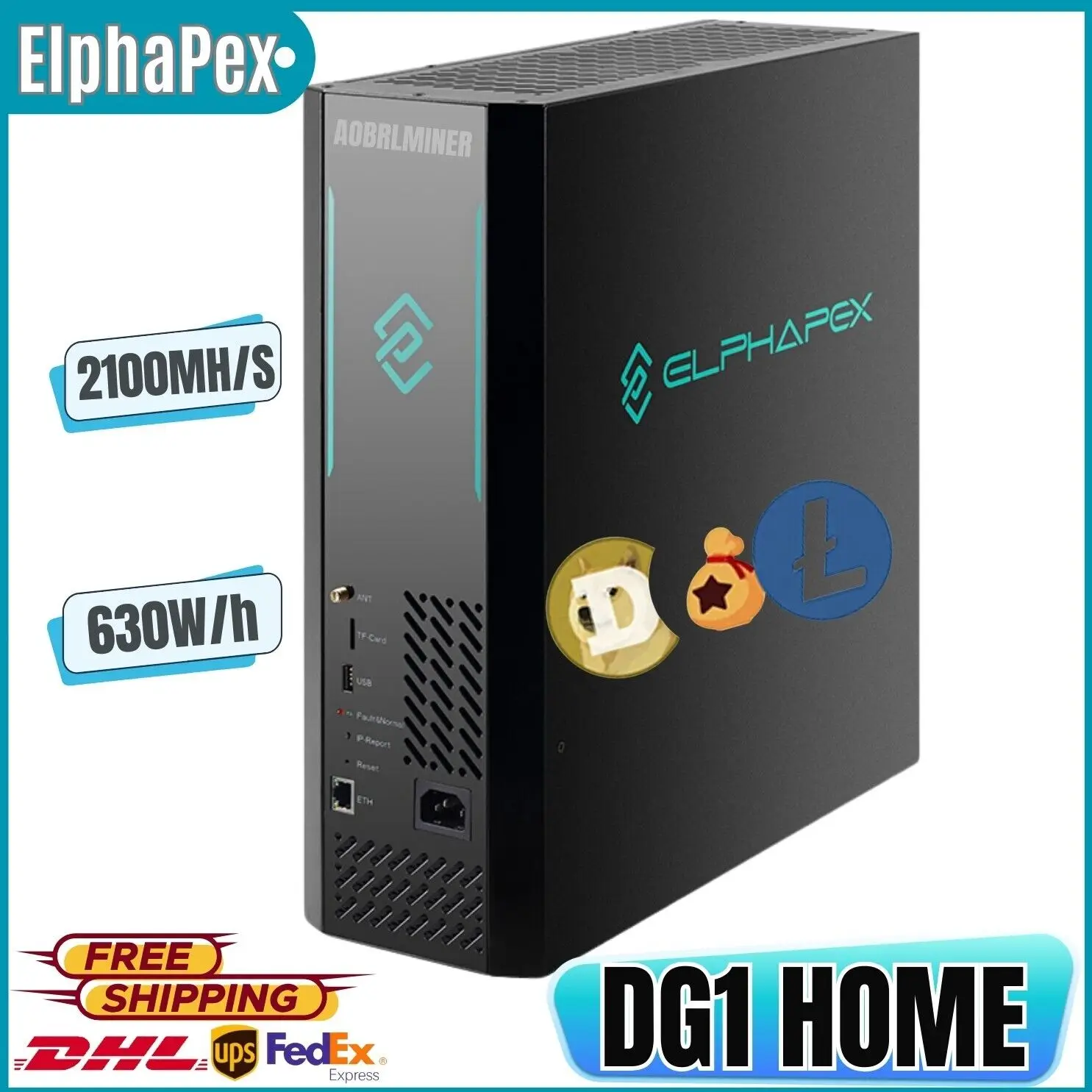 КУПИТЬ 2 ПОЛУЧИ 1 БЕСПЛАТНО ElphaPex DG Home 2100 МГц/с 630 Вт LTC/Doge монетный майнер - домашний