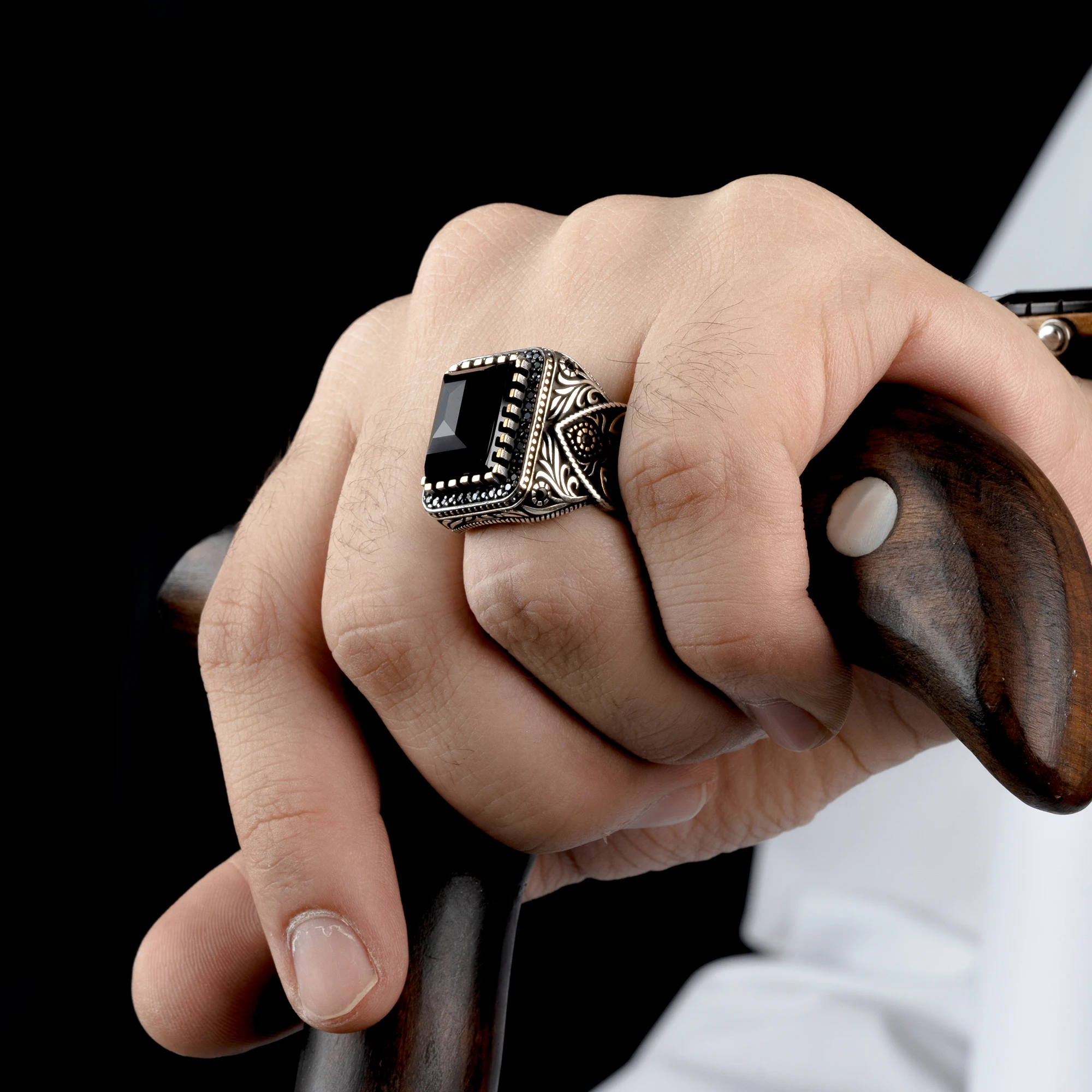Bague en argent regardé 925 pour homme, pierre d'onyx, bijoux à la mode, cadeau vintage, matiques Aqeq pour homme, toutes tailles