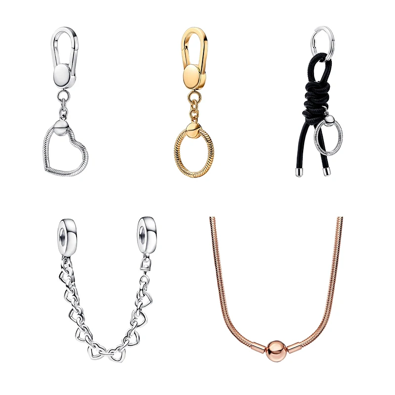 2022 Autumn New Product S925 Heart-to-heart Safety Chain Small Charm Bag Buckle Non-leather Material Key Chain Snake Necklace