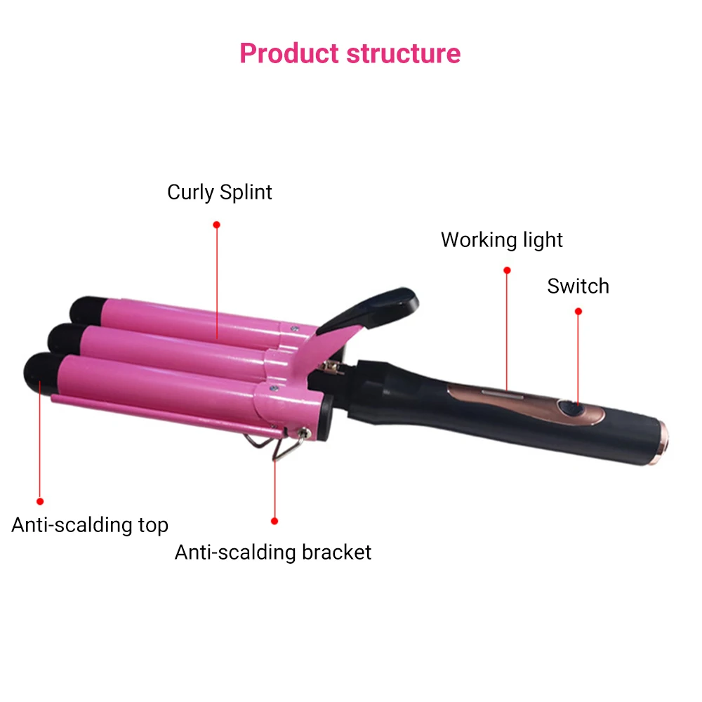 Lofamy HS-800 Professional Curling Iron Ceramic Triple Barrel Hair Curler Egg Roll Hair Styling Hair Curling Iron Free Shipping images - 6