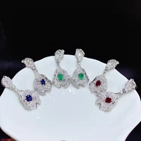 premium jewelry 100 natural gemstones 925 sterling silver sapphire ruby emerald womens earrings girl gift party marry new