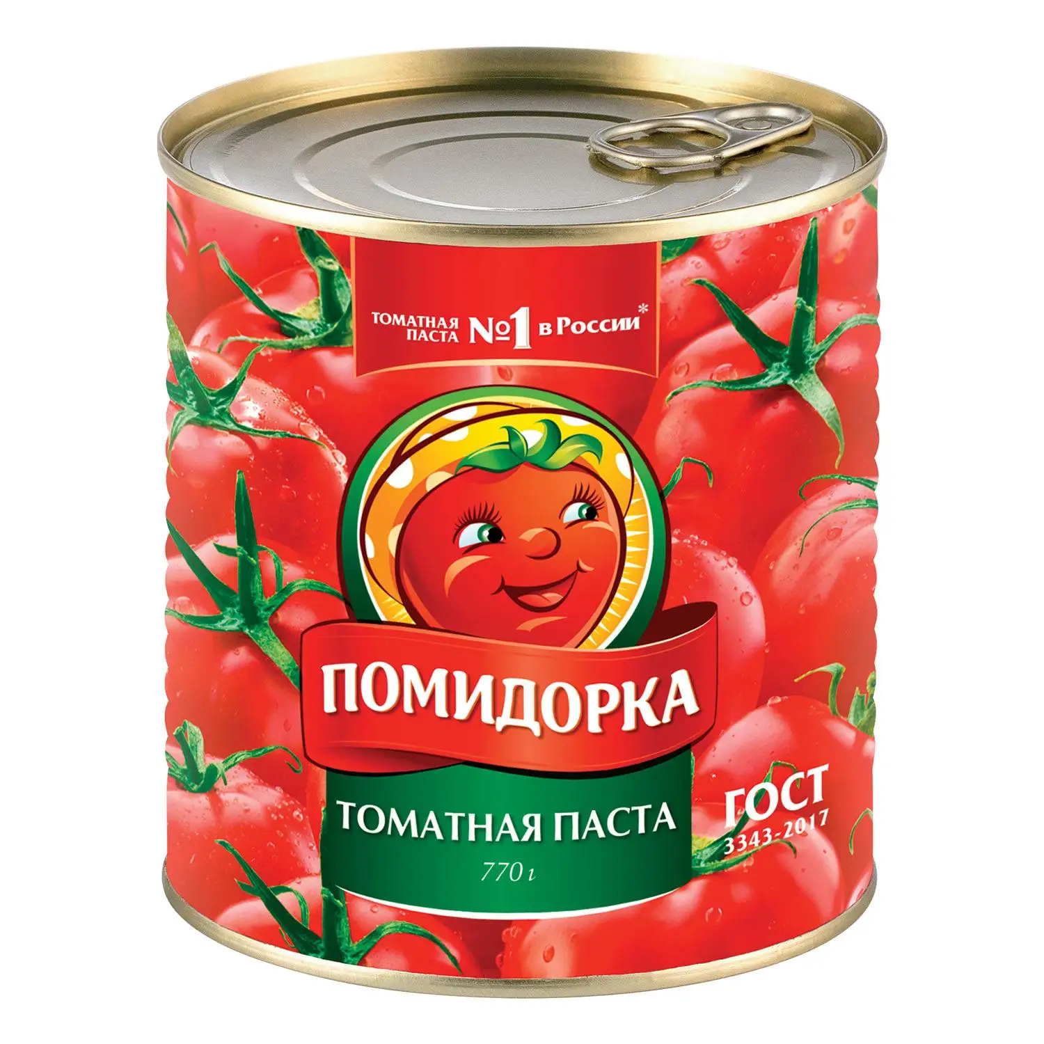 Упаковка 6 штук Паста томатная Помидорка 770г (с ключом)