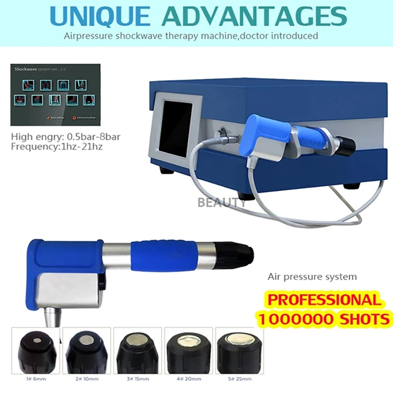 

10 Bar Pneumatic Shockwave Therapy Machine Extracorporeal Physiotherapy Shock Wave ED Treatment Pain Relief Health Care Tools