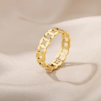 simple cuban link rings for women men stainless steel gold color hollow star finger ring punk hip hop multi size jewelry gifts