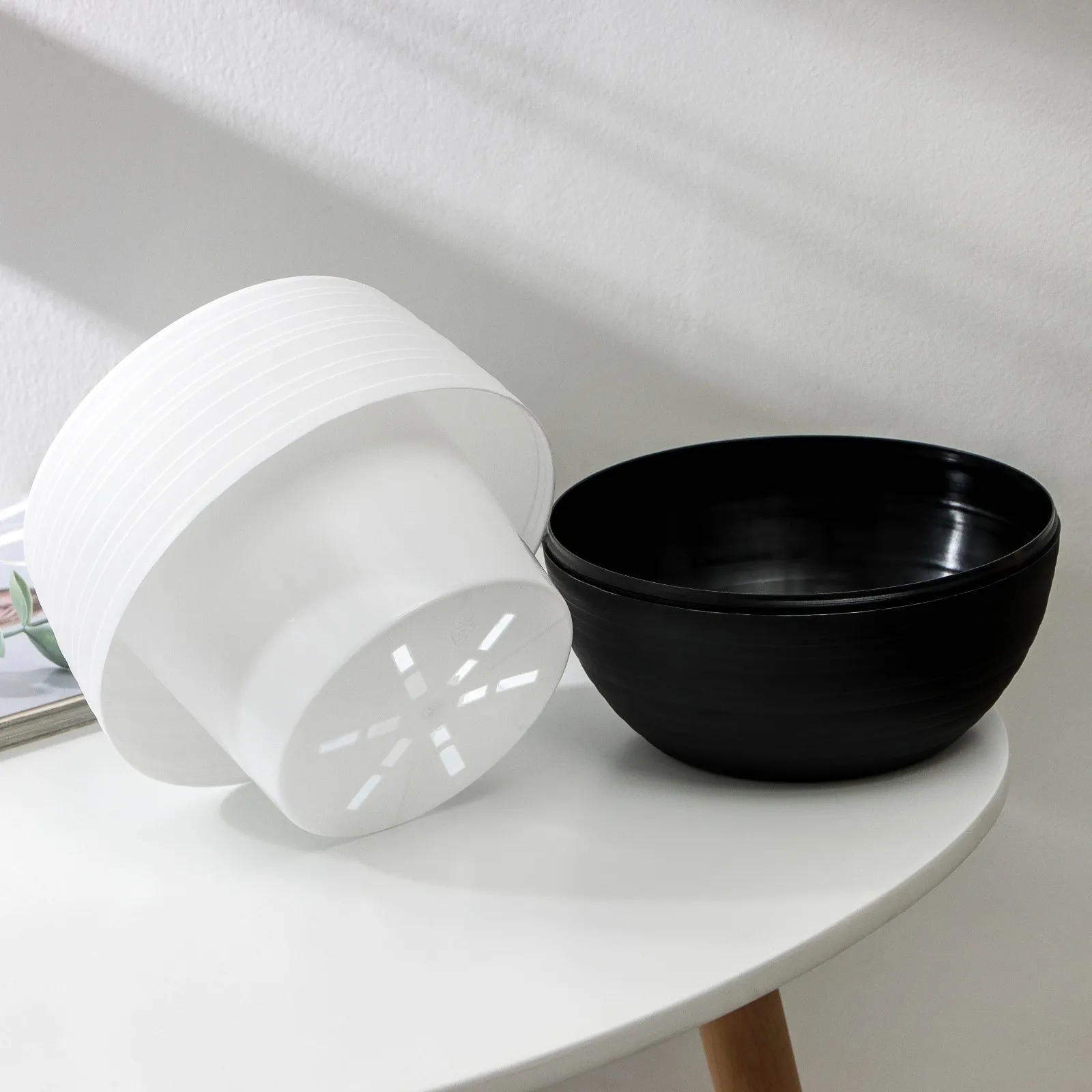 Горшок для цветов с поддоном 'Дуэт' 1 5 л пластиковый цвет чёрно-белый