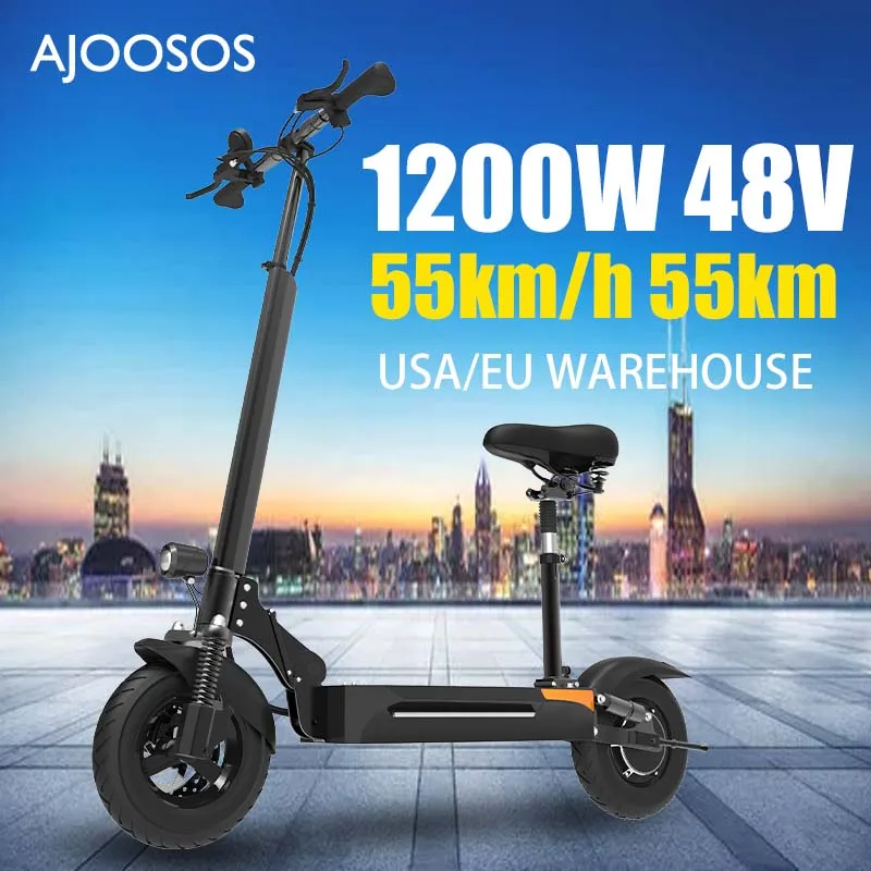 

48V 13AH Electric Scooter 55KM/H Speed Electric Scooters Adults with Removable Seat 10'' Street Tires Trotinette électrique