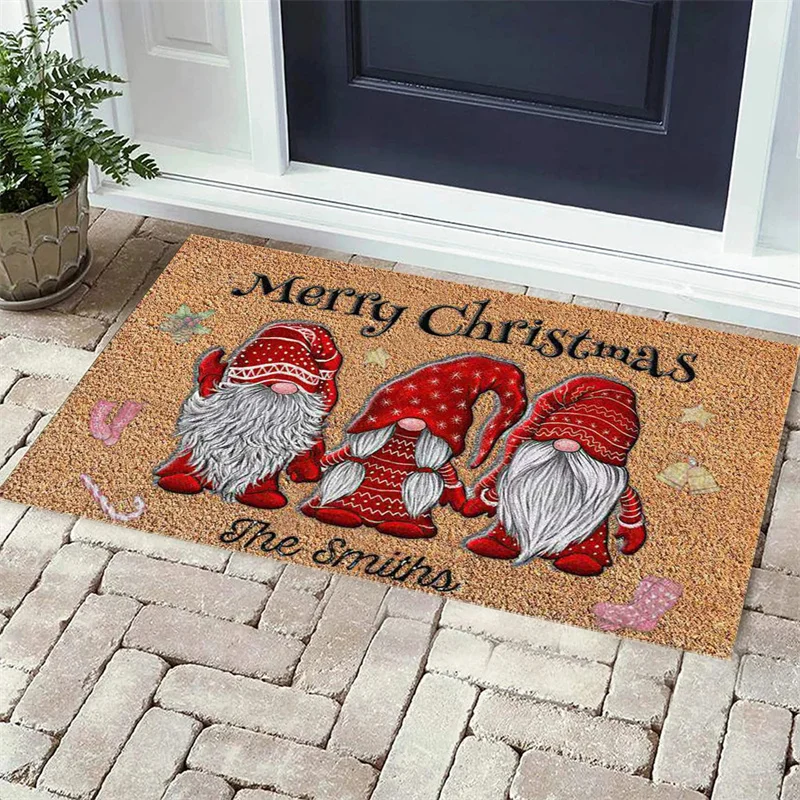 

Merry Christmas Theme Doormat Kitchen Mat Xmas Bedroom Entrance Doormat Living Room Carpet Bathroom Non-Slip Entrance Rug