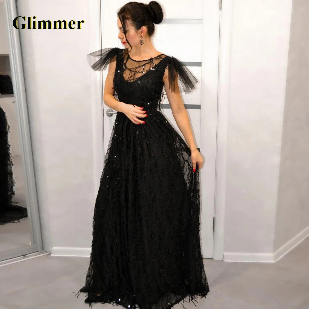 

Glimmer Delicate Evening Dresses Tassel O-Neck Formal Prom Gowns Personalised Abendkleider Fiesta De Noche Robe Ball Stretch