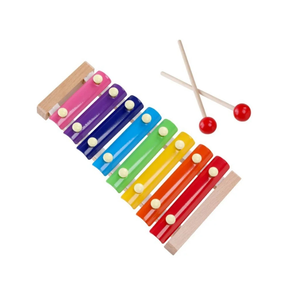 

Baby Montessori Intellectual Toy Wooden Eight-tone Hand-knocking Sensory Fun Game Children's Musical Instrument Color Box Set