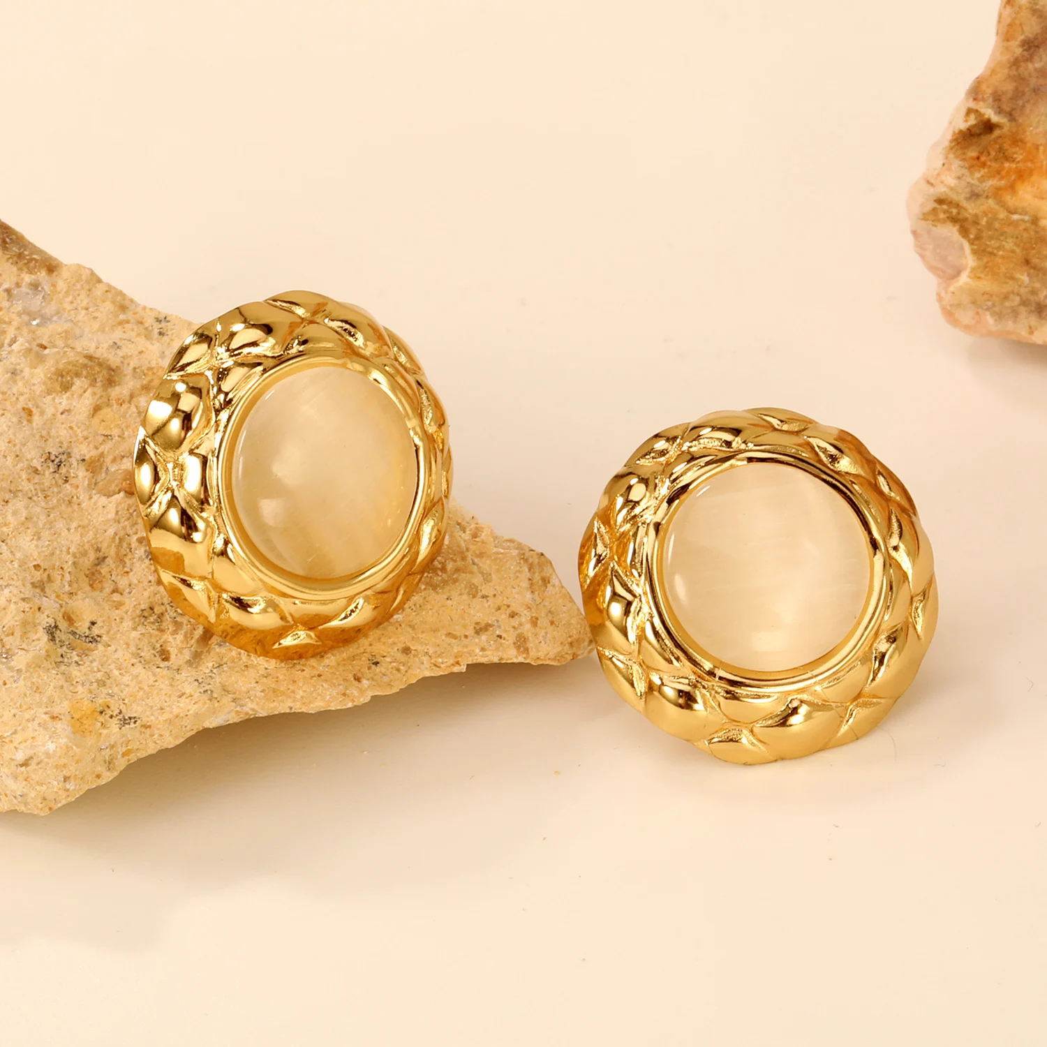 LUXUKISSKIDS винтажные круглые серьги с опалом роскошные сплюснутые серьги-гвоздики