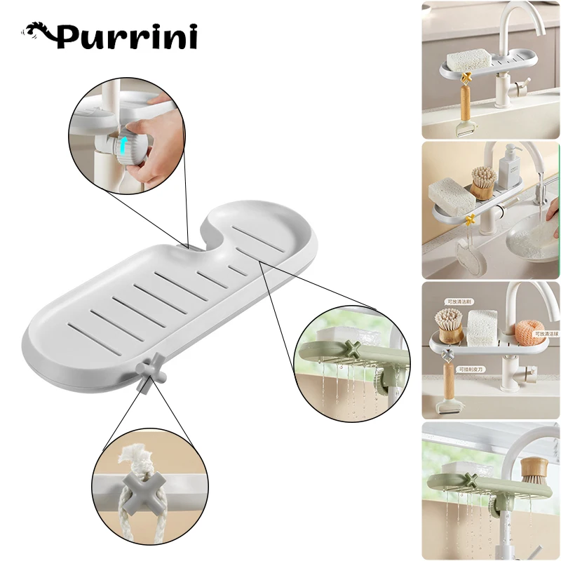 

Oval Shaped Faucet Draining Rack Washing Cotton Cleaning Dishwashing Liquid Storage Finishing Free Punching Kitchen Tools