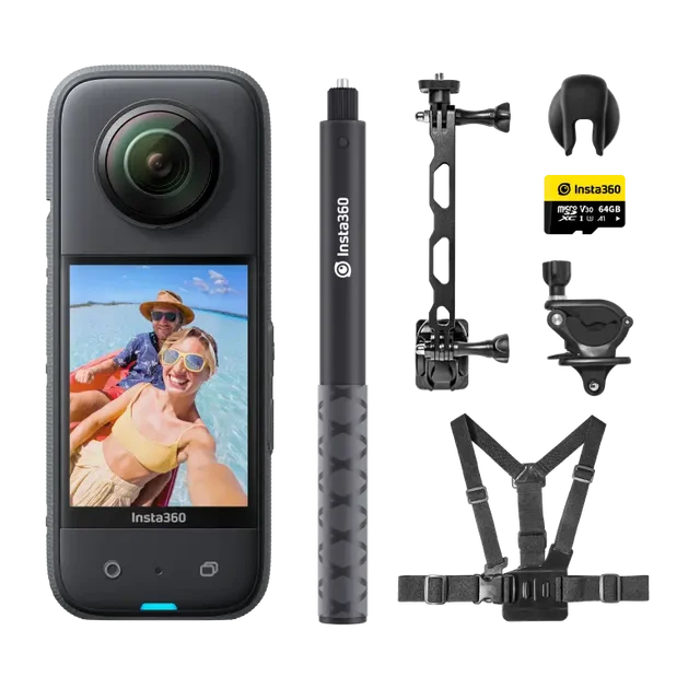 Insta360 X3 + 1.2m selfie stick + Cap + Snow kit + 64Gb SD card