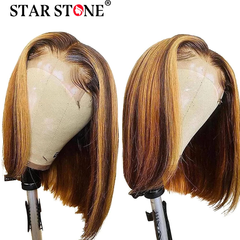 Прямые медовые блонд Омбре короткие бобы парики Выделенные предварительно