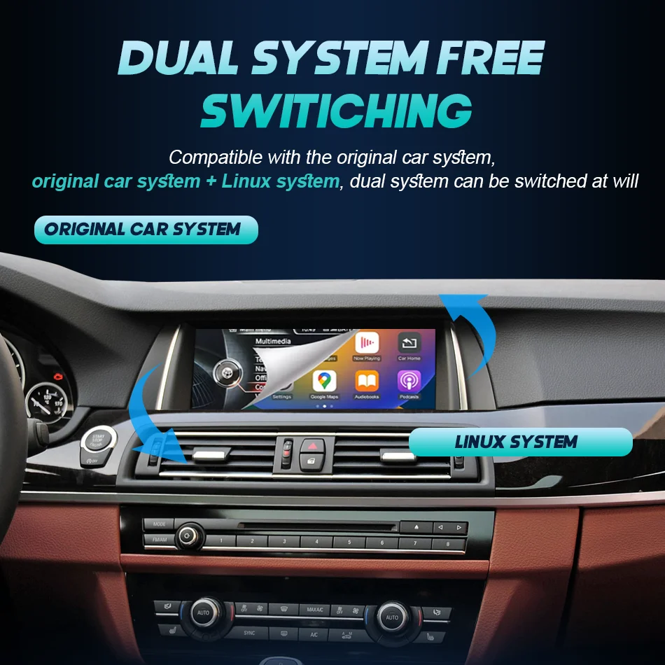 Фото Беспроводной плеер Carplay для BMW 5 серии F10 F11 F18 2011-2017, автомобильный экран, стерео GPS-навигация, авто радио №5