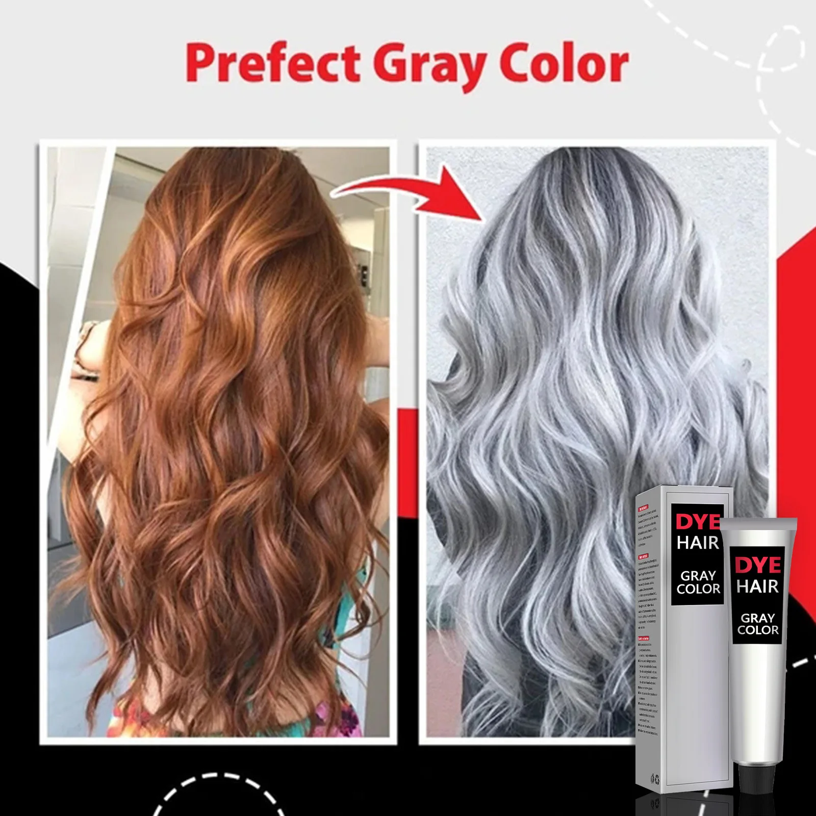 

100ml Gray Color Hair Dye Cream Unisex Smoky Gray Punk Style Light Grey Silver Permanent Hair Dye Color Cream Unisex Hair Creams
