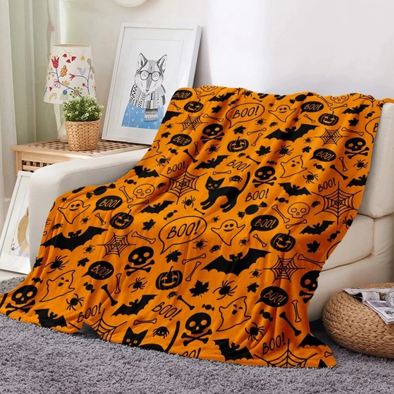 Manta de calabaza de Halloween, manta de franela de lana suave Ulta, manta de cumpleaños, ropa de cama, colcha para sofá, sofá, Picnic