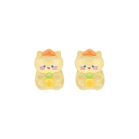 cute cartoon pineapple fruit cat transparent jelly earrings women ear studs