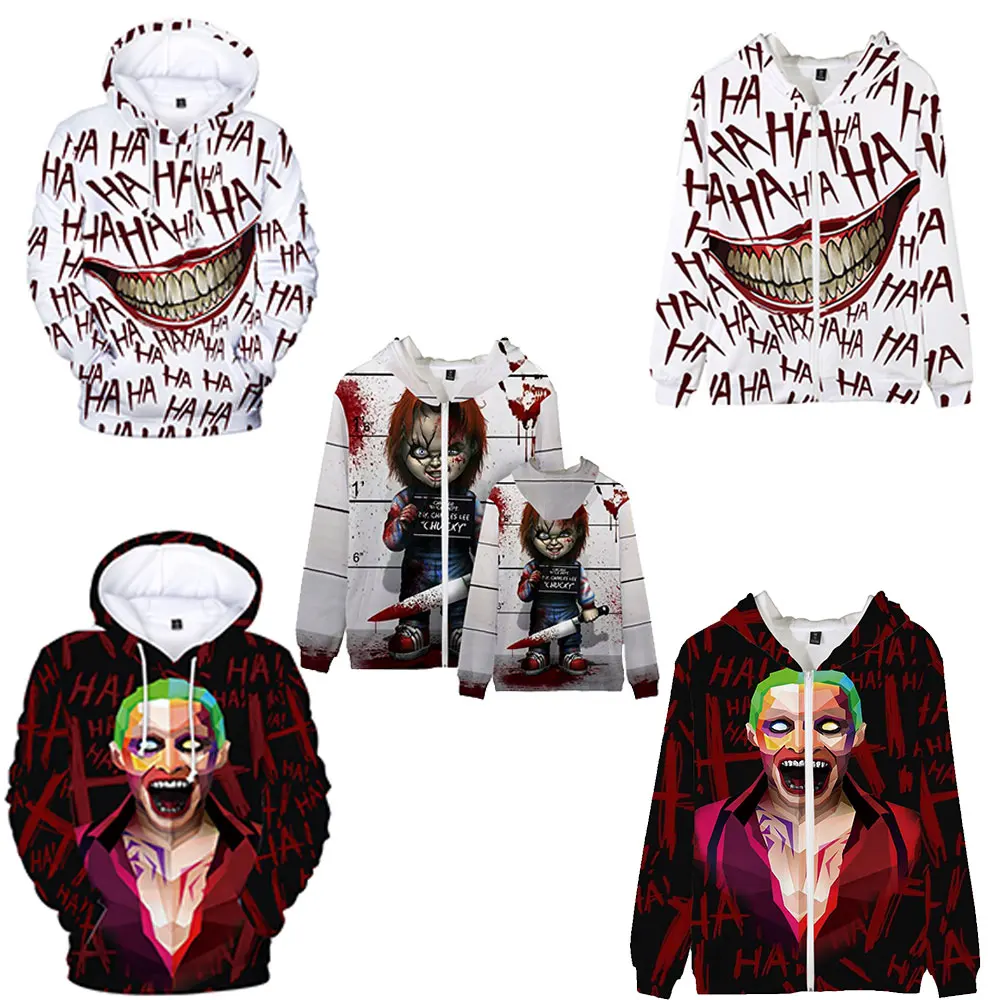 

Print Lol Clown Funny Hot Sale Halloween Horror Crazy Smile Pullover Hoodie Sweater Fashion Street Coat Sportswear