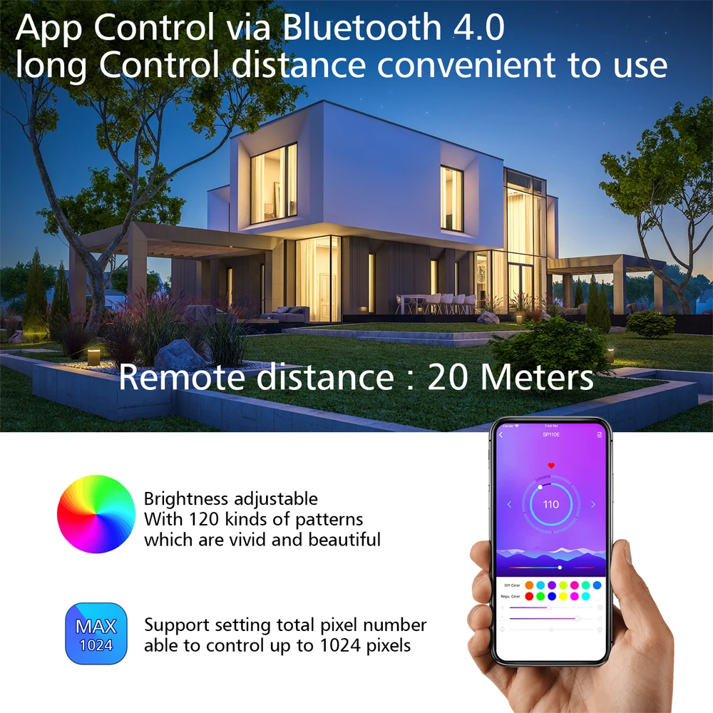 Водонепроницаемый пиксельный контроллер WS2811 с синими зубьями тестер для