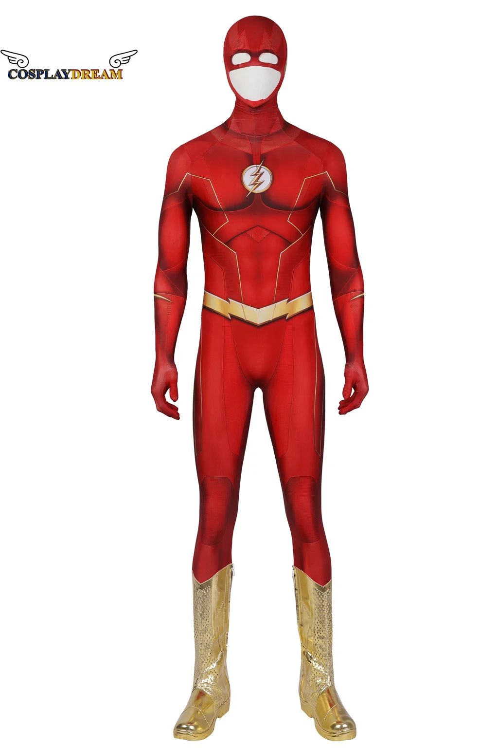 

Halloween Carnival Superhero Season 8 Cosplay Barry Allen Jumpsuit With Mask Boots Hero 3D Printing Zentai Adult Battle Costume