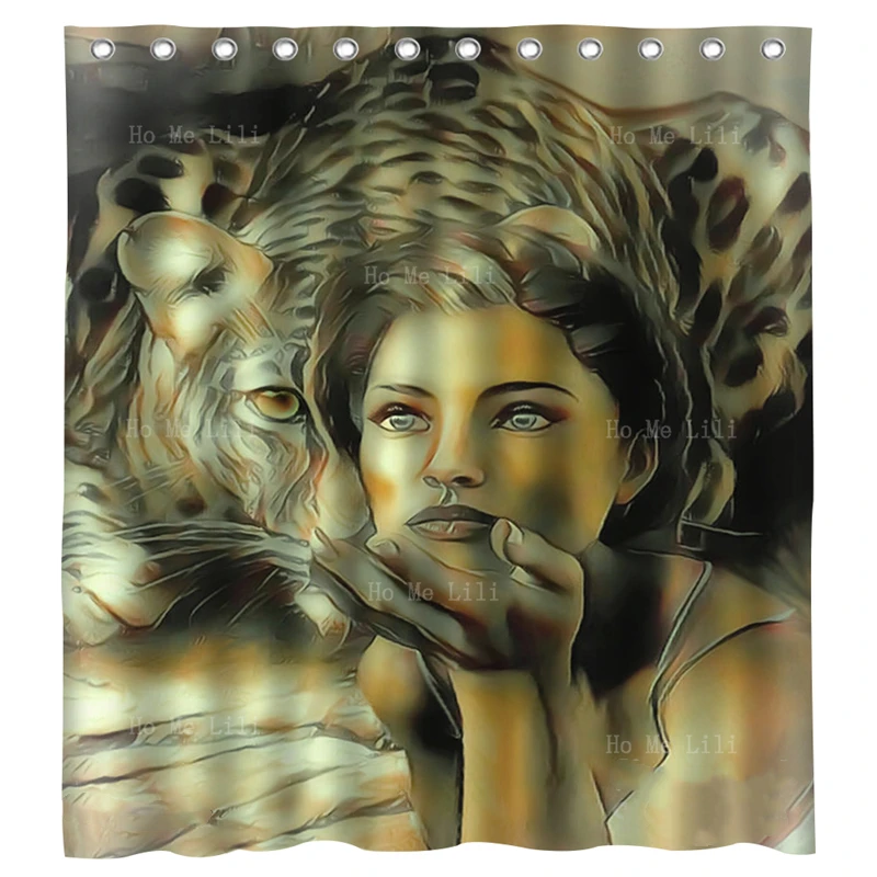 

Lady Tattoo Design Vintage Charmed Life Kiss Of The Leopard Woman Haunted Mansion Stretching Shower Curtain By Ho Me Lili