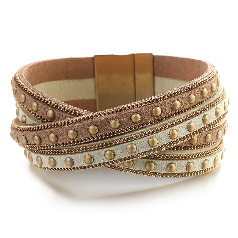 

ALLYES Charm X Cross Leather Bracelet for Women Snake Skin Pattern Multilayer Rhinestone Wrap Bracelets & Bangles Female Jewelry