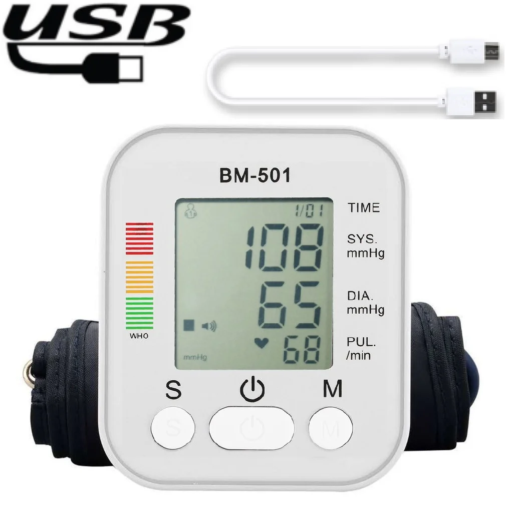 

2022 NEW Digital Arm Blood Pressure Monitor BP Monitor Tensiometer Tonometer Automatic Sphygmomanometer Heart Rate Pulse Meter