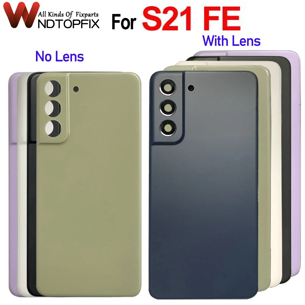 Задняя крышка батарейного отсека для Samsung Galaxy S21 FE, замена корпуса, запасные части, чехол для Samsung S21FE, задняя крышка батарейного отсека + логотип