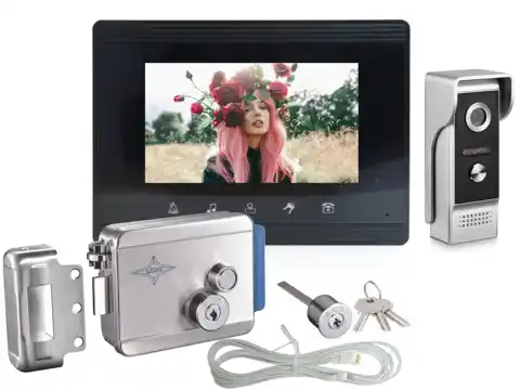 Комплект видеодомофон цветной и замок: ЕП-7200 + Anxing Lock-AX091 (I32839KO) - электрозамок с домофоном на калитку
