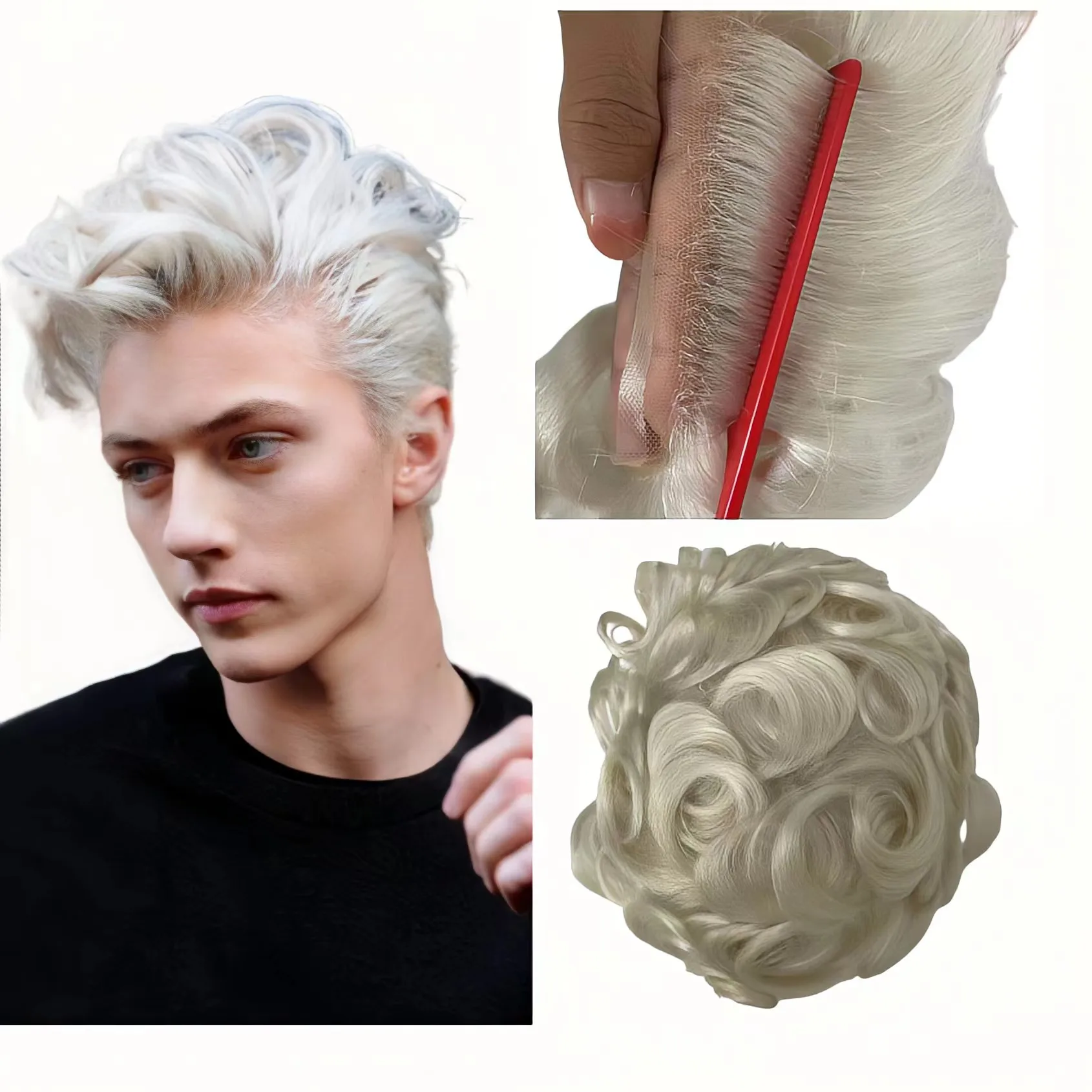 European Virgin Human Hair Replacement 8x10 Full Swiss Lace Unit For White Men
