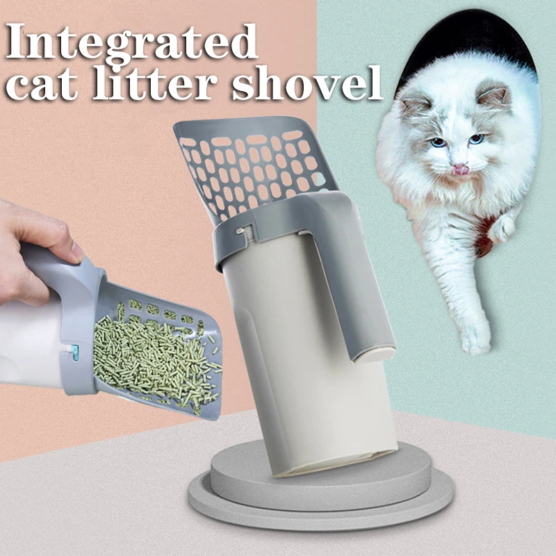 

Integrated Cat Litter Shovel With Garbage Scoop Filter Clean Toilet Picker Self Cleaning Cat Litter Box Cat Supplies Accessory