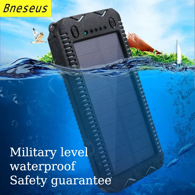 Solar Power Bank 20000mAh Outdoor Lighting External Auxiliary Battery Pack For Apple Huawei Samsung Xiaomi Portable Powerbank