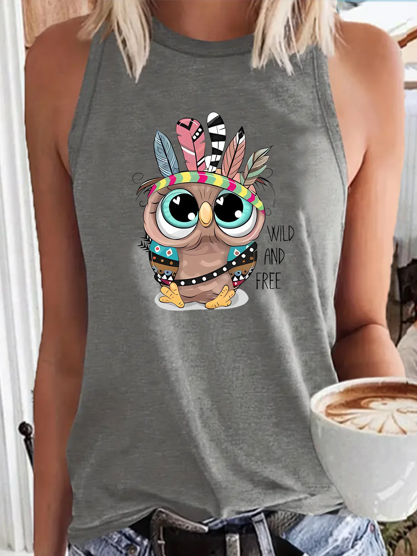 Летняя Новинка модная женская спортивная майка без рукавов с круглым вырезом