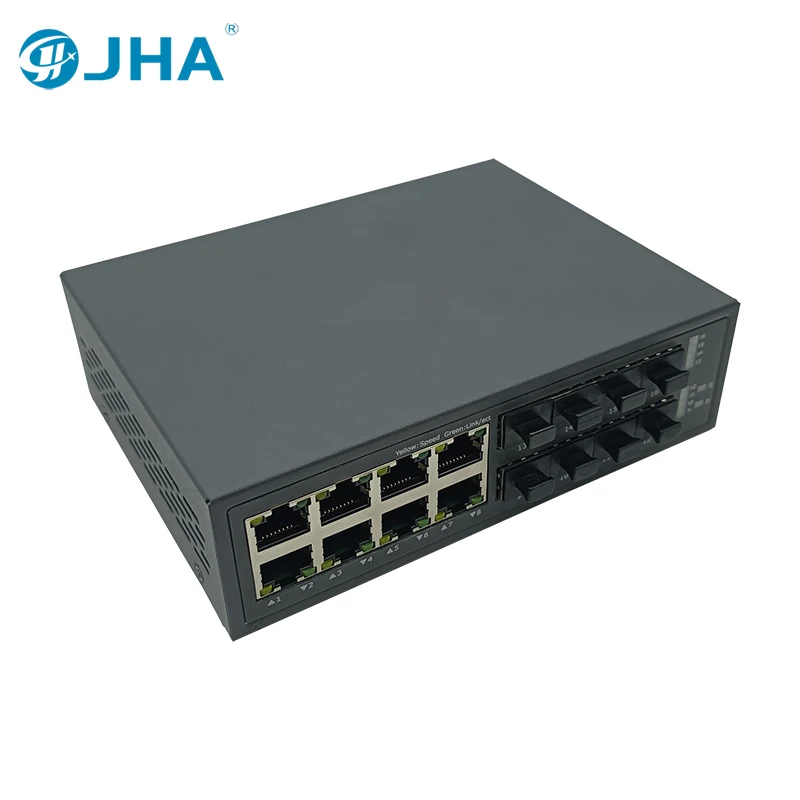 

JHA-TECH 8 RJ45 порт Gigabit коммерческий коммутатор Ethernet с 8 слотами SFP неуправляемый волоконный конвертер сетевое устройство для помещений