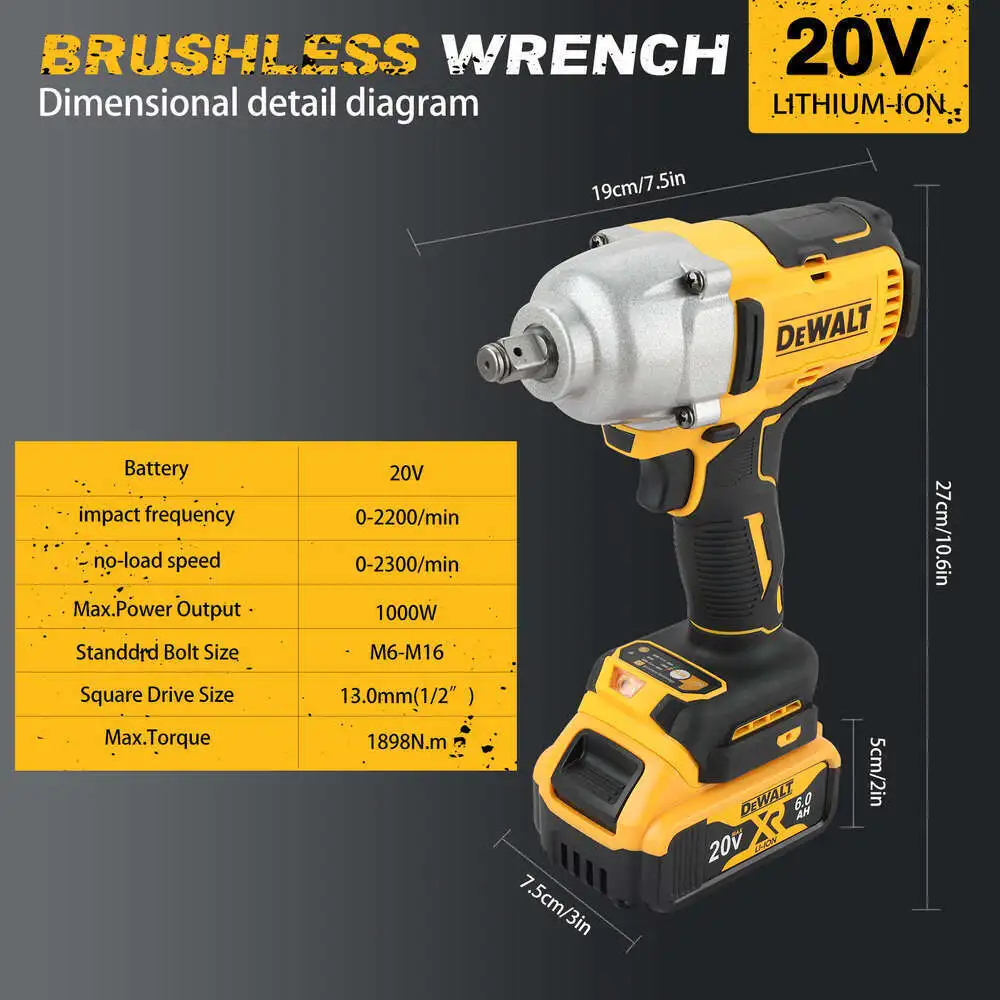 DEWALT DCF900 безщекотливый гаечный ключ с высоким крутящим моментом ударный 20V
