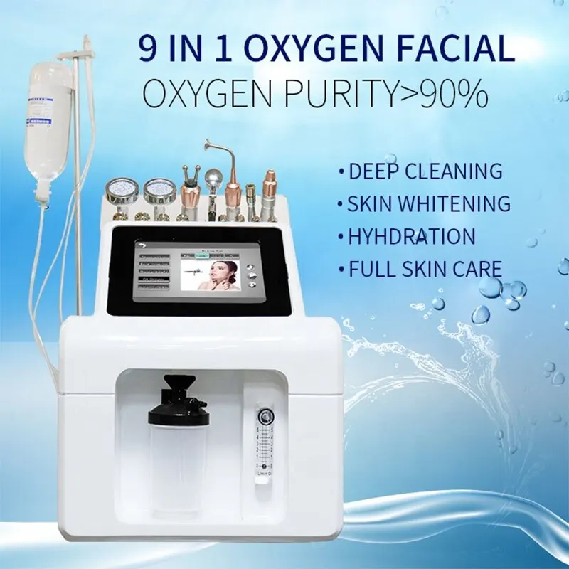 

9 In 1 Water Oxygen Jet Peel Diamond Hydro Microdermabrasion Machine Skin Rejuvenation Facial Deep Cleaning Hydrafacial Machine