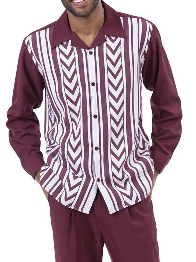 Spring summer fashion casual men's long-sleeved shirt + trousers two-piece outdoor leisure simple 3d printing men's walking suit